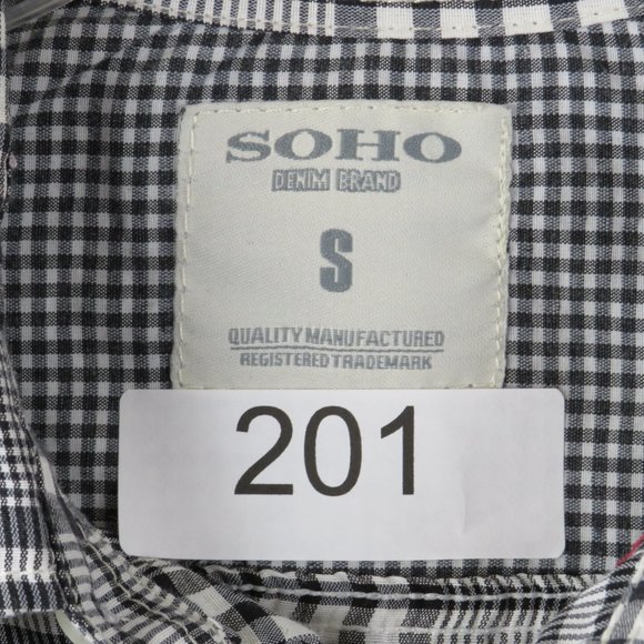 SOHO* Men's Short Sleeve Button Down‎ Shirt Size Small Double Front Pocket - Picture 5 of 8